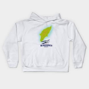 Rhodes, Greece island map Kids Hoodie